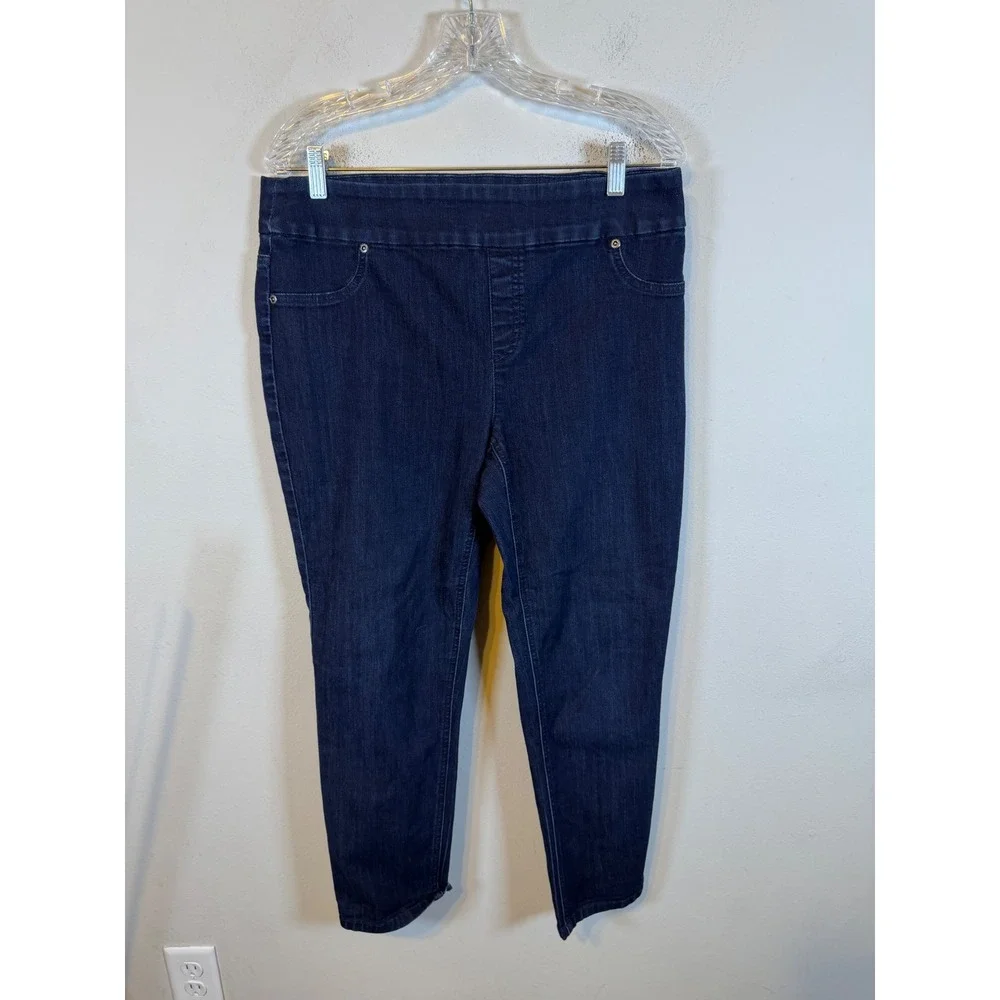 Chico's Womens Ankle Jeans Pull On Stretch Dark Wash Indigo Blue Size 1.5